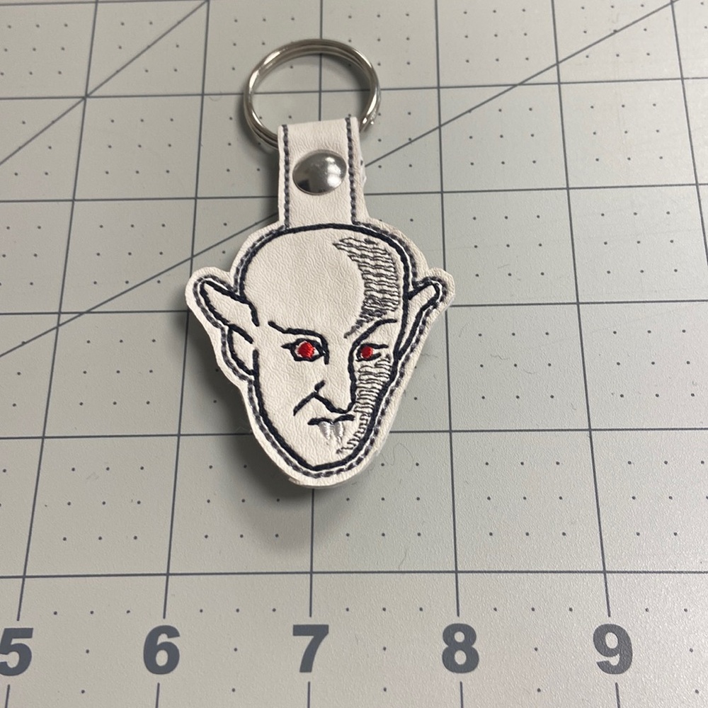 Handmade Embroidered Vinyl Nosferatu Key Fob